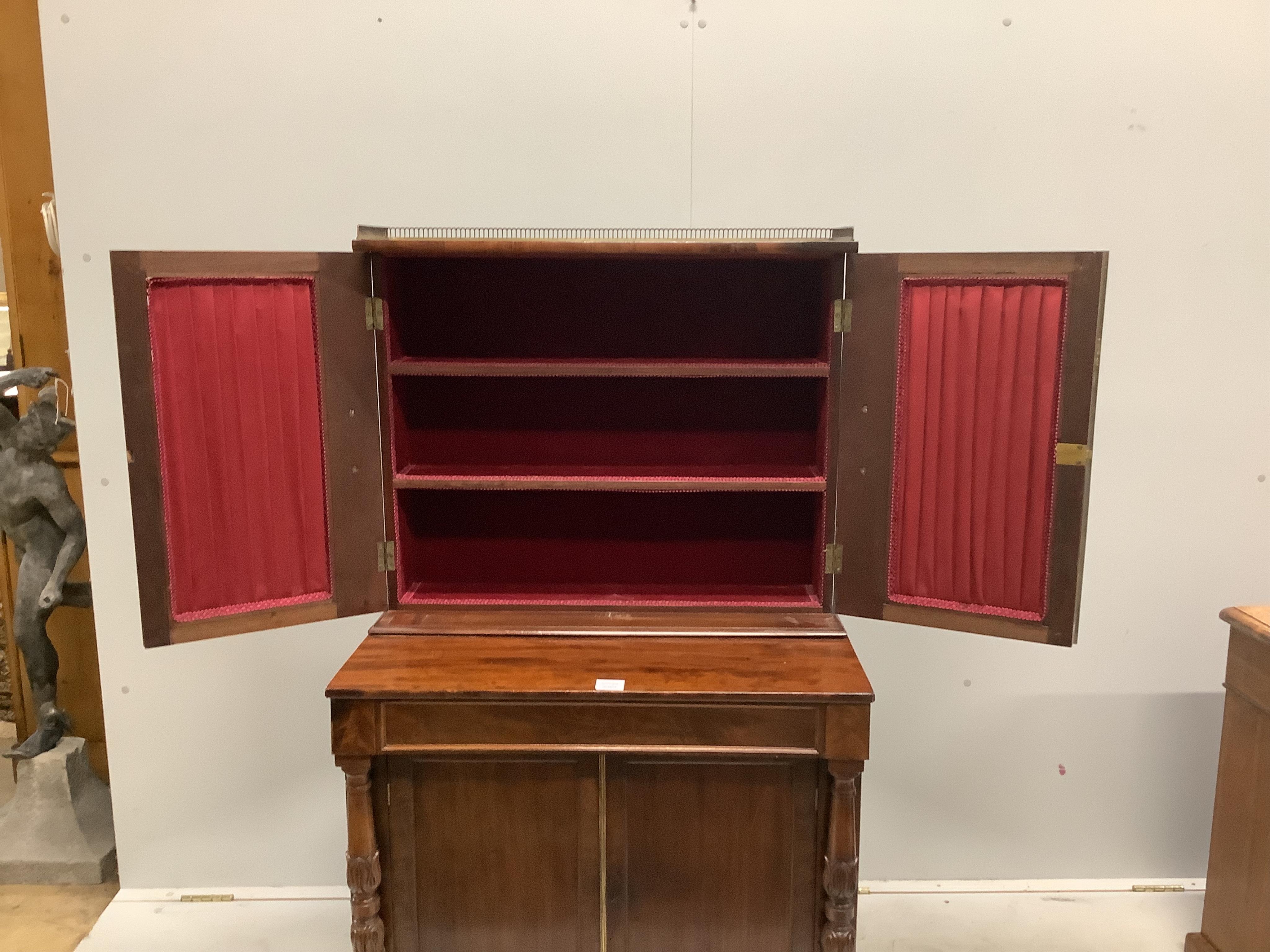 An early Victorian mahogany secretaire bookcase, width 77cm, depth 44cm, height 138cm. Condition - fair